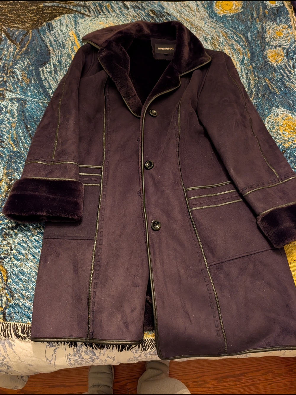 LONDON FOG Black Faux Shearling Coat